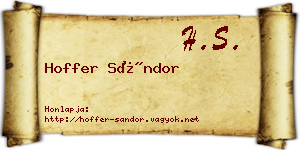 Hoffer Sándor névjegykártya